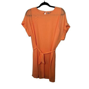 New Naked Zebra Coral Tie Belt Dress Size M